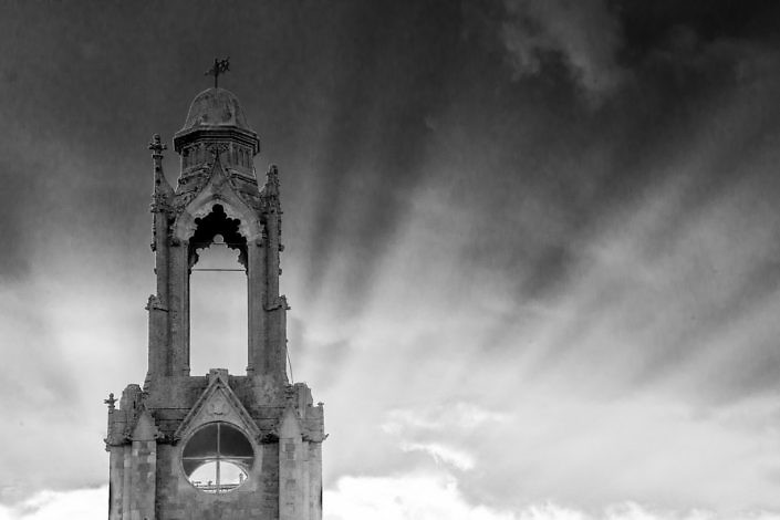 Black and White Clock Tower